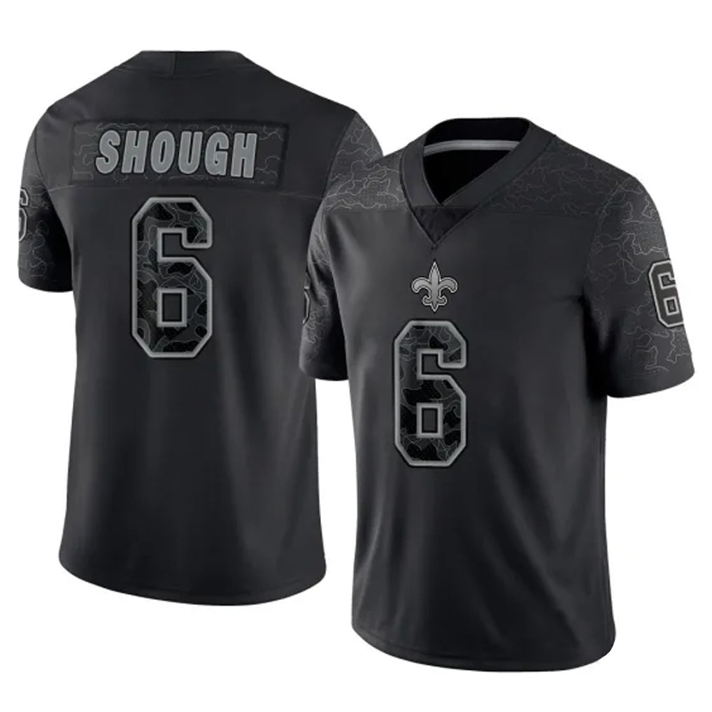 NO.Saints #6 Tyler Shough Player Black Limited Reflective Home Game Odoa Stitched Jerseys