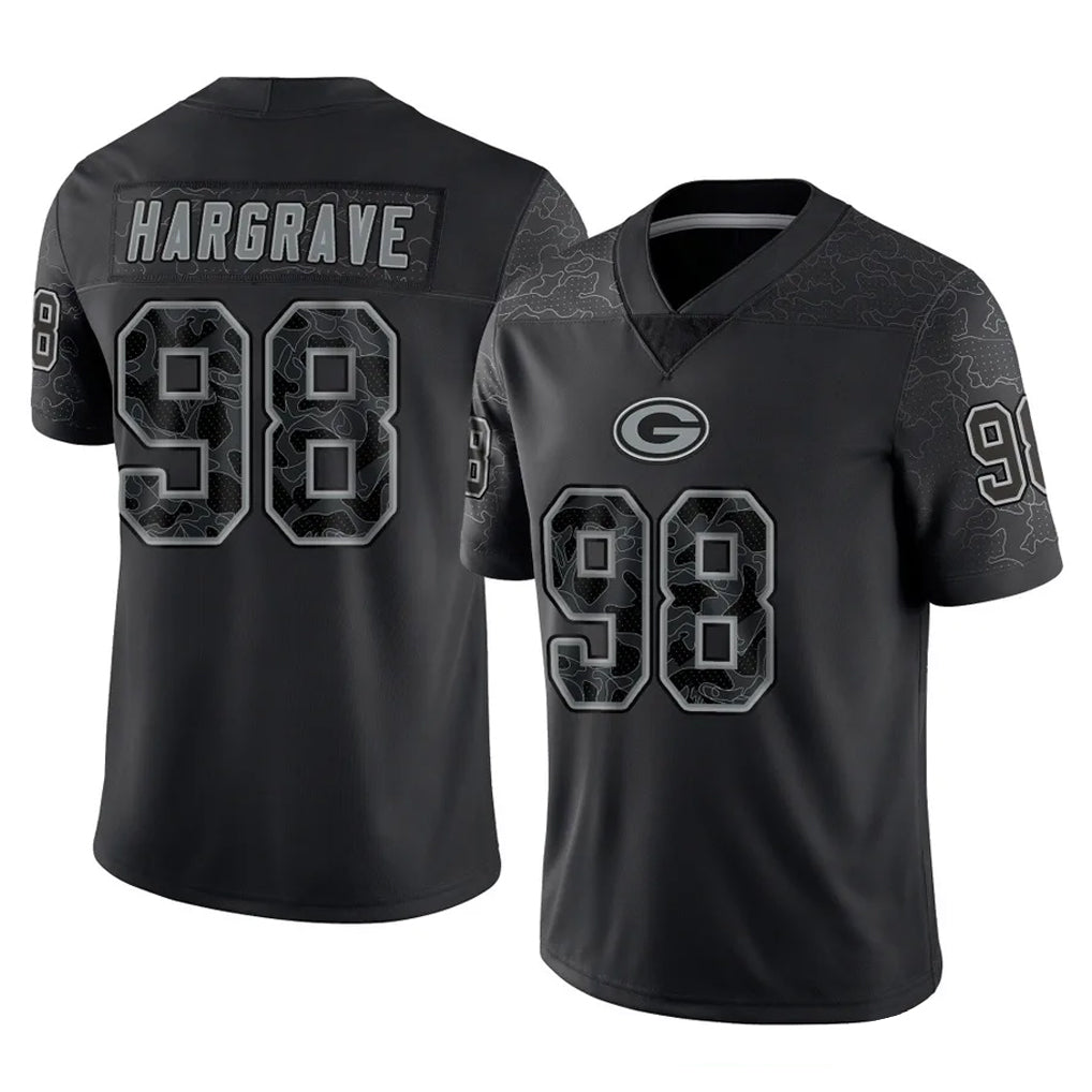 GB.Packers #98 Javon Hargrave Player Black Reflective Limited Home Game Odoa Stitched Jerseys