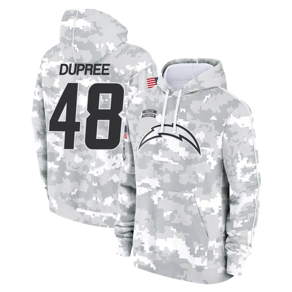 LA.Chargers #48 Bud Dupree Player Arctic Camo Salute to Service Hoodies Limited Game Odoa Stitched Jerseys