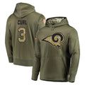 LA.Rams #3 Kam Curl Player Olive Salute to Service Pullover Hoodies Home Game Odoa Stitched Jerseys