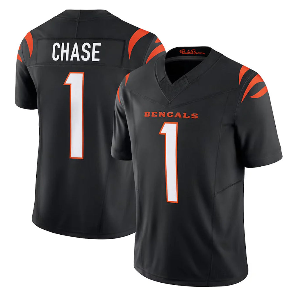C.Bengals #1 Ja'Marr Chase Player Black Vapor F.U.S.E. Limited Home Game Odoa Stitched Jerseys