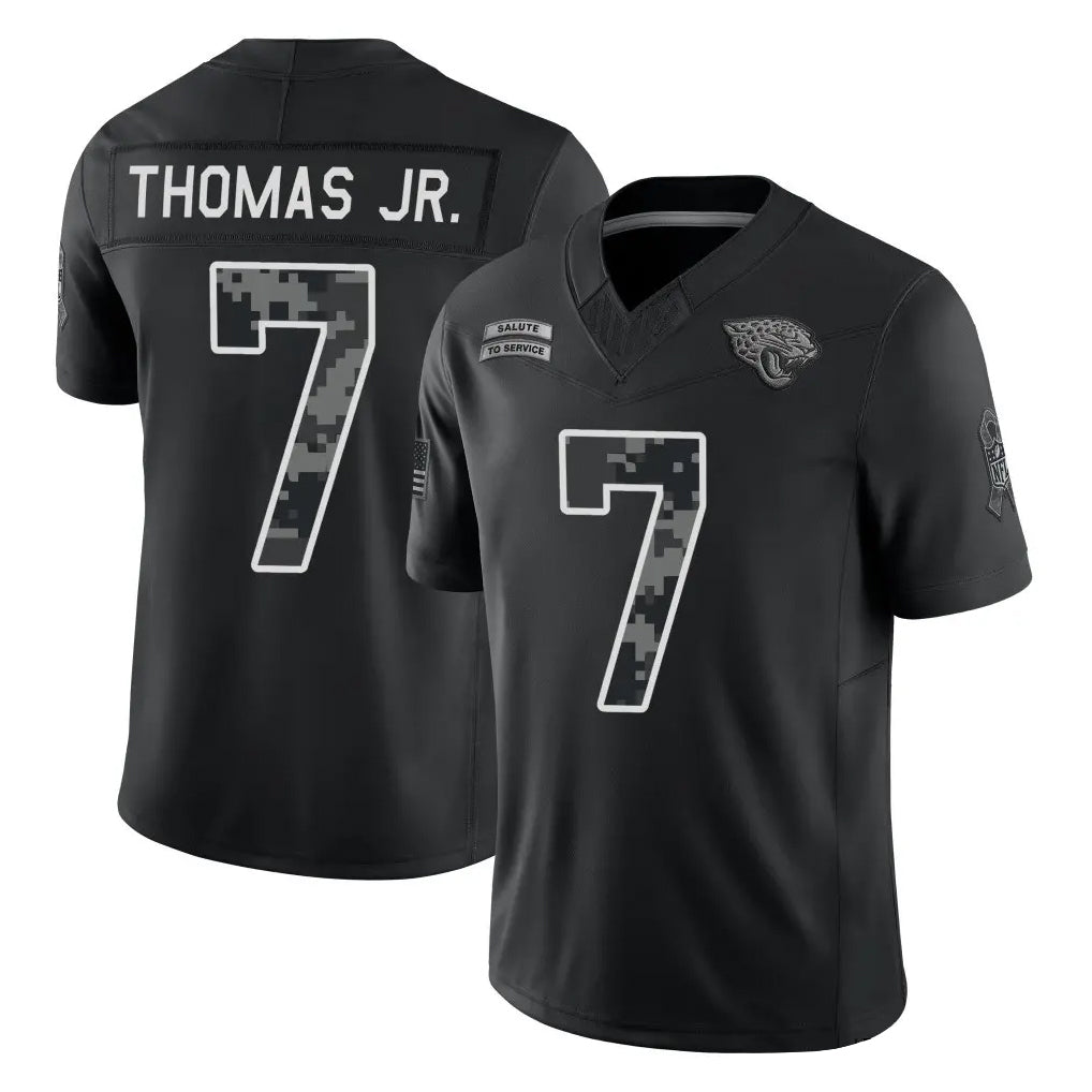 J.Jaguars #7 Brian Thomas Jr. Player Black Limited 2026 Salute to Service Home Game Odoa Stitched Jerseys