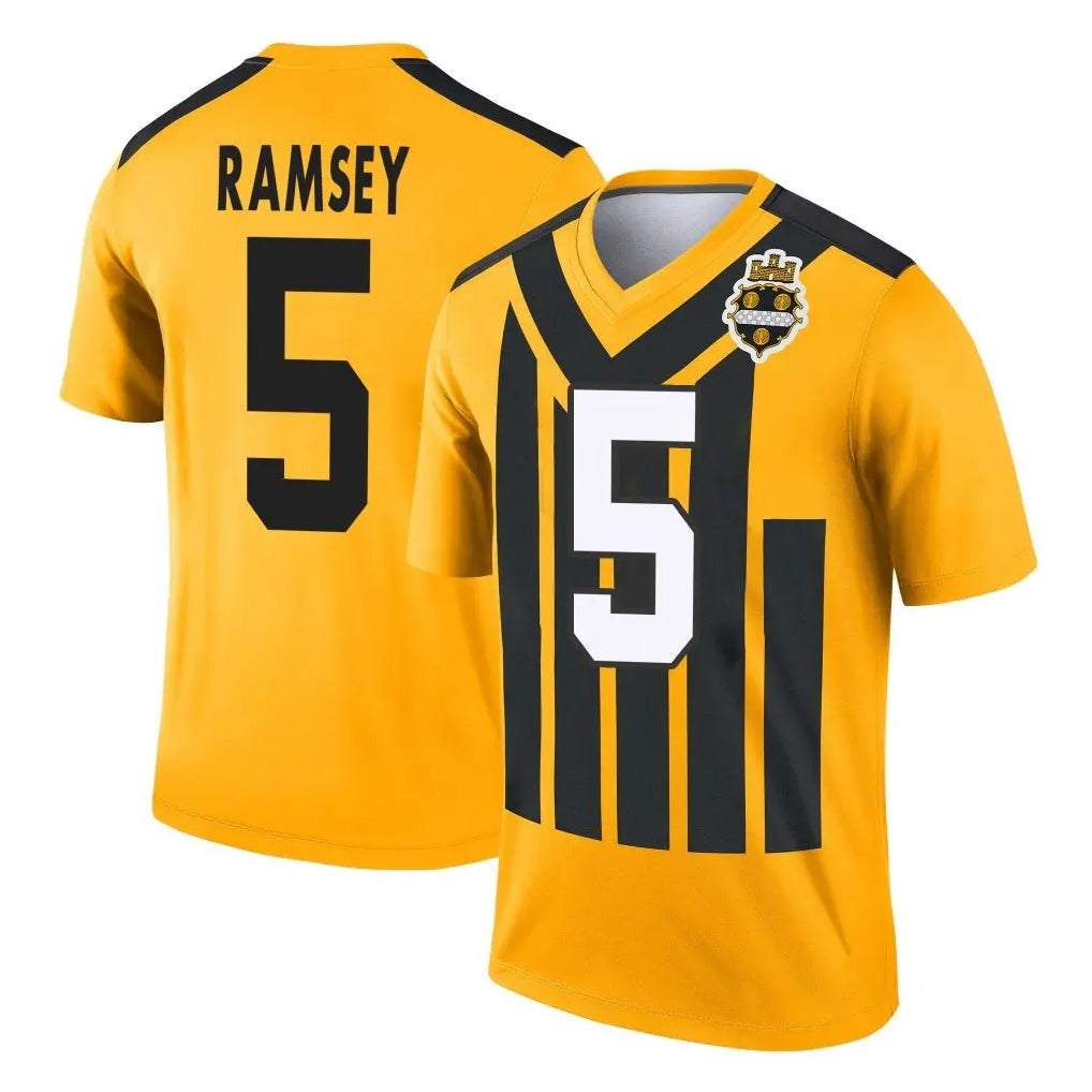 P.Steelers #5 Jalen Ramsey Player Gold Legend Limited 1933 Throwback Performance Home Game Odoa Stitched Jerseys