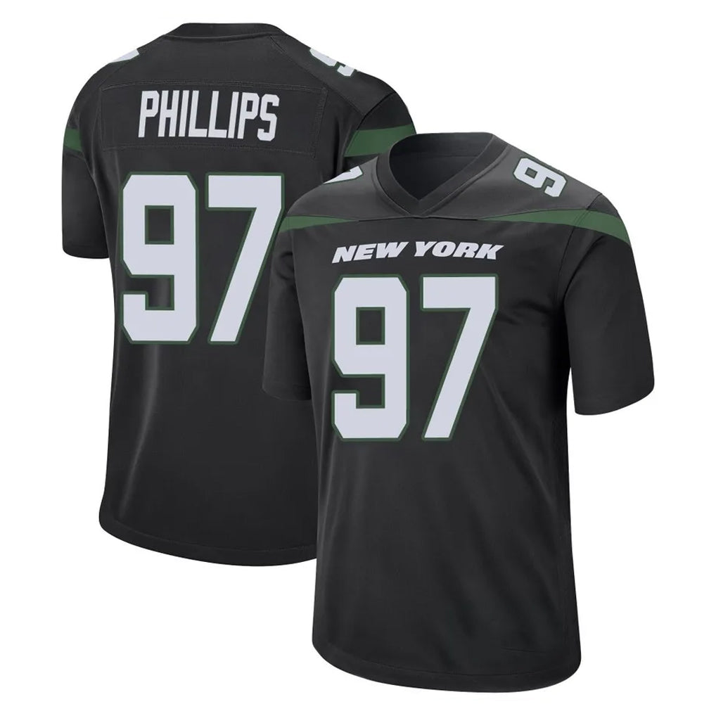 NY.Jets #97 Harrison Phillips Player Stealth Black Home Game Odoa Stitched Jerseys