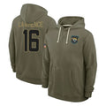 J.Jaguars #16 Trevor Lawrence Player Olive Salute to Service Pullover Hoodies Limited Odoa Stitched Jerseys