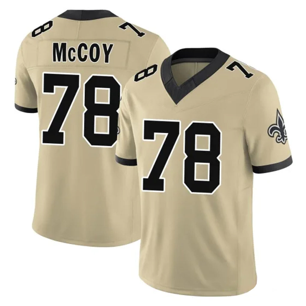 NO.Saints #78 Erik McCoy Player Gold Limited Vapor F.U.S.E. Home Game Odoa Stitched Jerseys