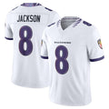 B.Ravens #8 Lamar Jackson Player White Limited Elite Home Game Odoa Stitched Jerseys