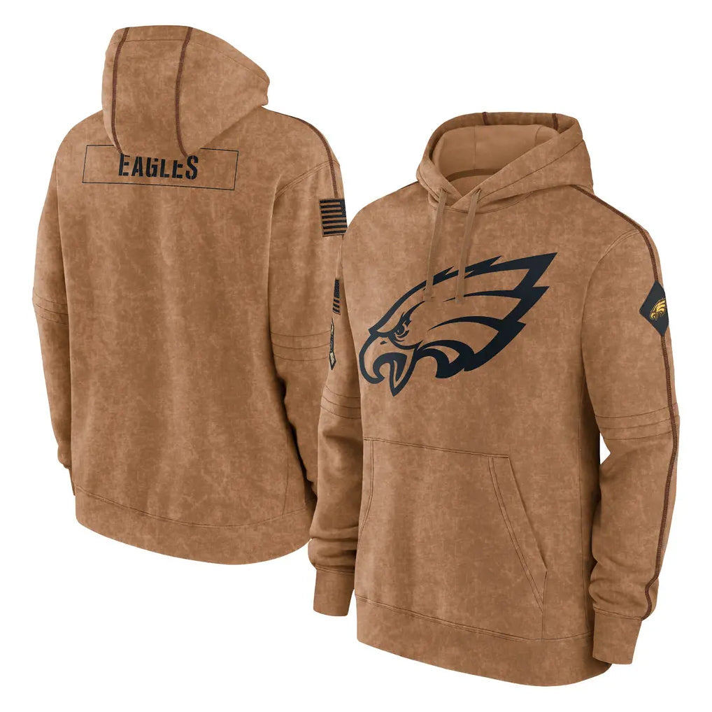 P.Eagles ## Eagles Blank Player Brown Salute to Service Pullover Hoodies Limited Game Odoa Stitched Jerseys