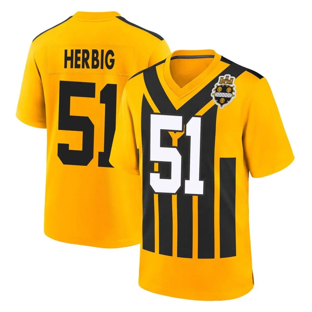 P.Steelers #51 Nick Herbig Player Gold Limited 1933 Throwback Home Game Odoa Stitched Jerseys