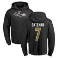 B.Ravens #7 Rashod Bateman Player Black Pullover Hoodie Odoa Stitched Jerseys