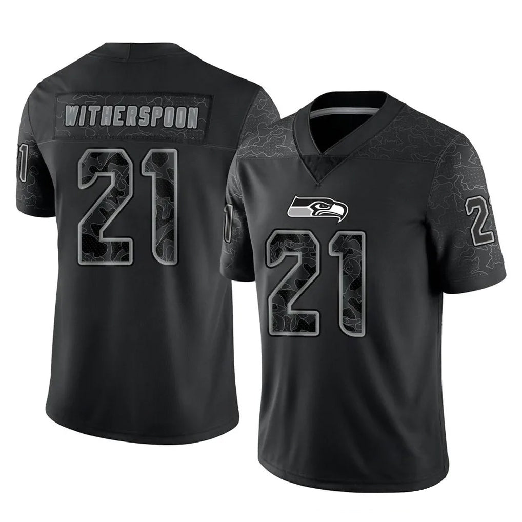 S.Seahawks #21 Devon Witherspoon Player Black Limited Reflective Home Game Odoa Stitched Jerseys