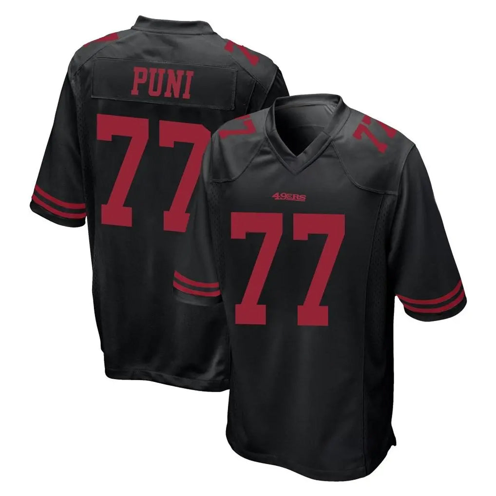 SF.49ers #77 Dominick Puni Player Black Alternate Home Game Odoa Stitched Jerseys