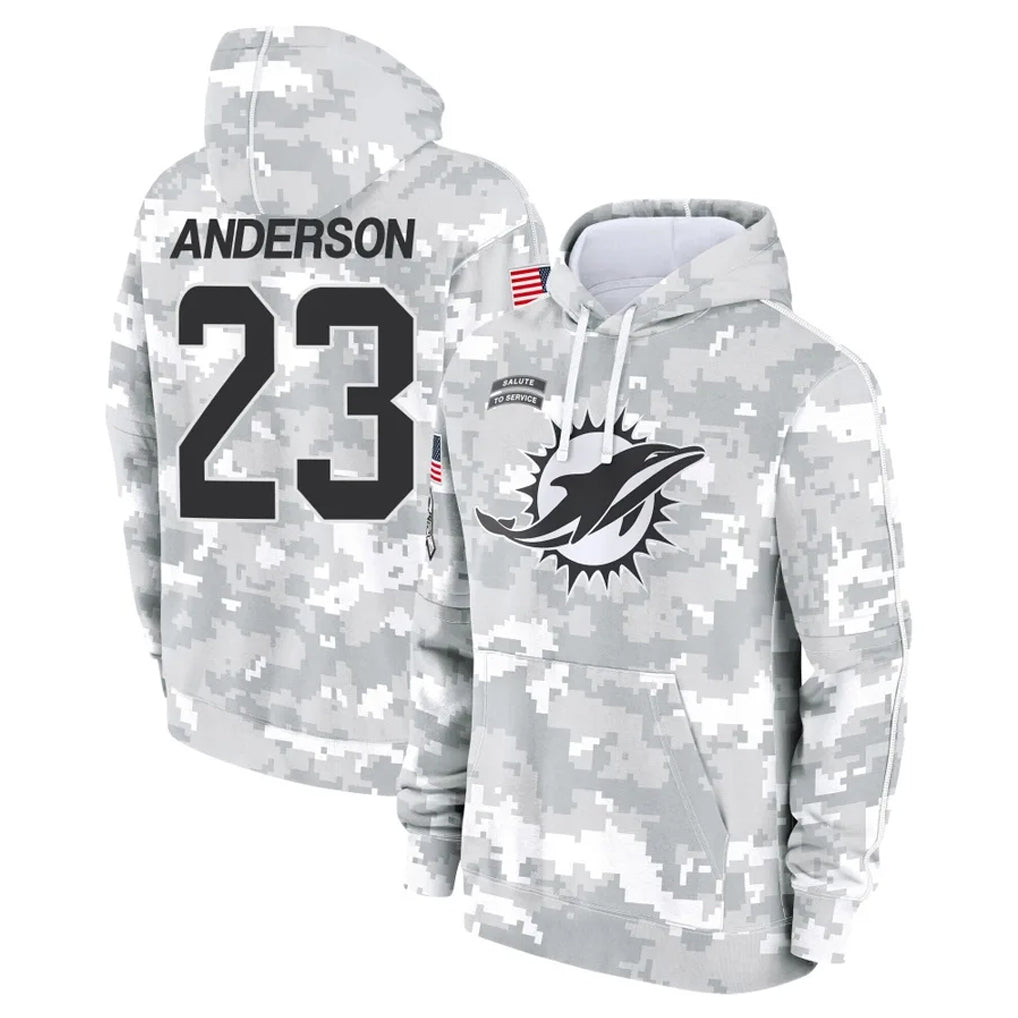 M.Dolphins #23 Zayne Anderson Player Arctic Camo Salute to Service Hoodies Limited Game Odoa Stitched Jerseys