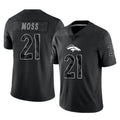 D.Broncos #21 Riley Moss Player Black Reflective Limited Odoa Stitched Jerseys