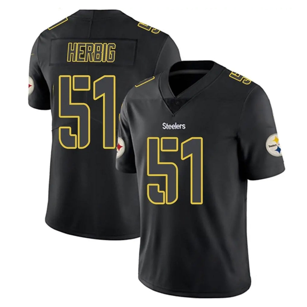 P.Steelers #51 Nick Herbig Player Black Impact Limited Home Game Odoa Stitched Jerseys