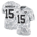 LV.Raiders #15 Fernando Mendoza Player Arctic Camo Salute To Service Limited Game Odoa Stitched Jerseys