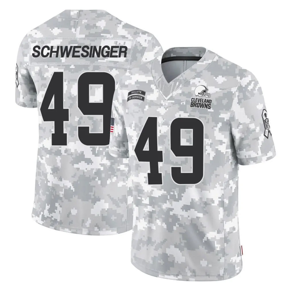 C.Browns #49 Carson Schwesinger Player Arctic Camo Salute to Service Limited Home Game Odoa Stitched Jerseys
