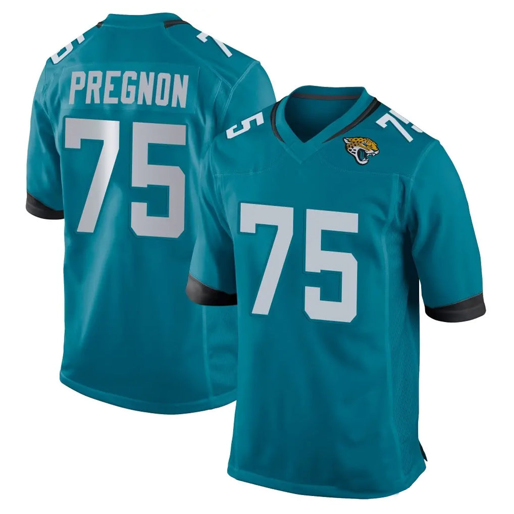 J.Jaguars #75 Emmanuel Pregnon Player Teal Home Game Odoa Stitched Jerseys