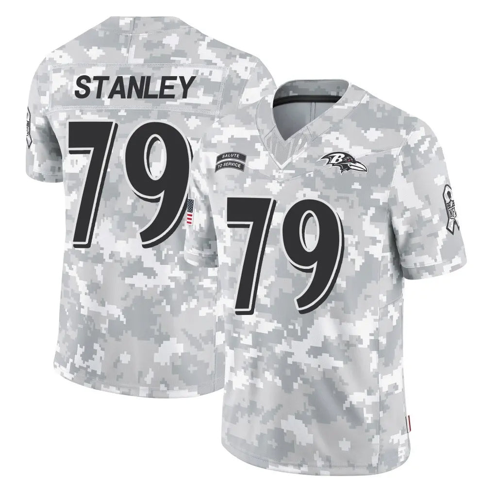 B.Ravens #79 Ronnie Stanley Player Arctic Camo Salute to Service Limited Odoa Stitched Jerseys