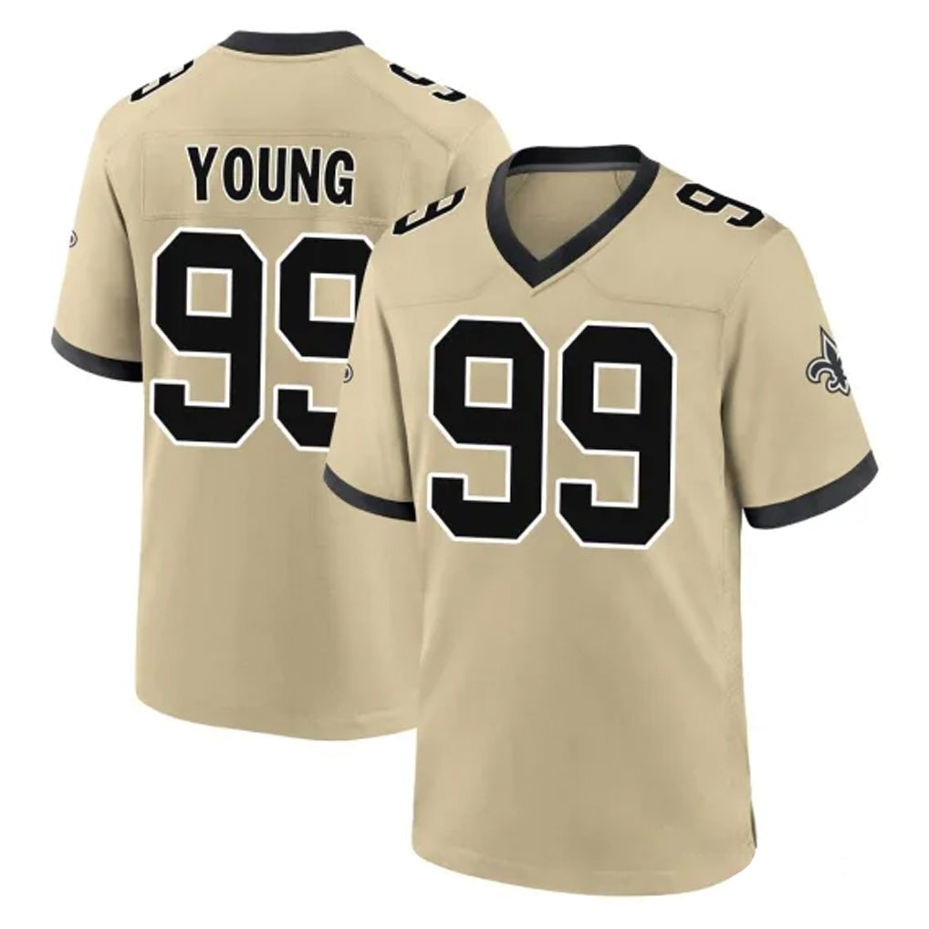 NO.Saints #99 Chase Young Player Gold Home Game Odoa Stitched Jerseys