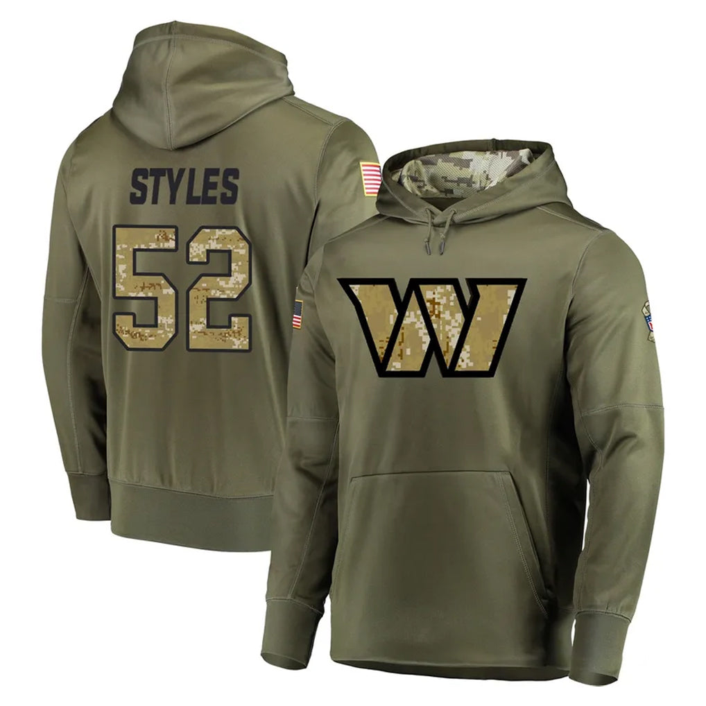 W.Commanders #52 Sonny Styles Player Olive Salute to Service Pullover Hoodie Limited Home Game Odoa Stitched Jerseys