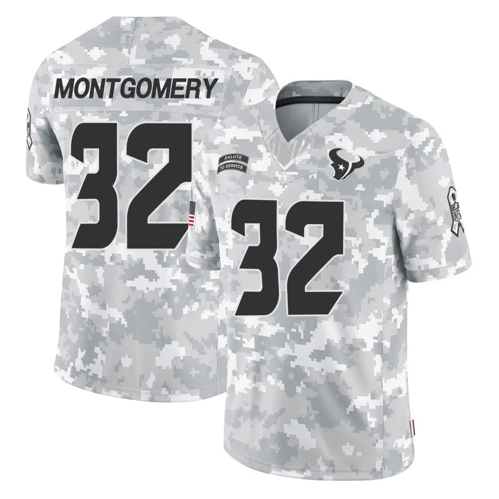 H.Texans #32 David Montgomery Player Arctic Camo Salute To Service Limited Game Odoa Stitched Jerseys