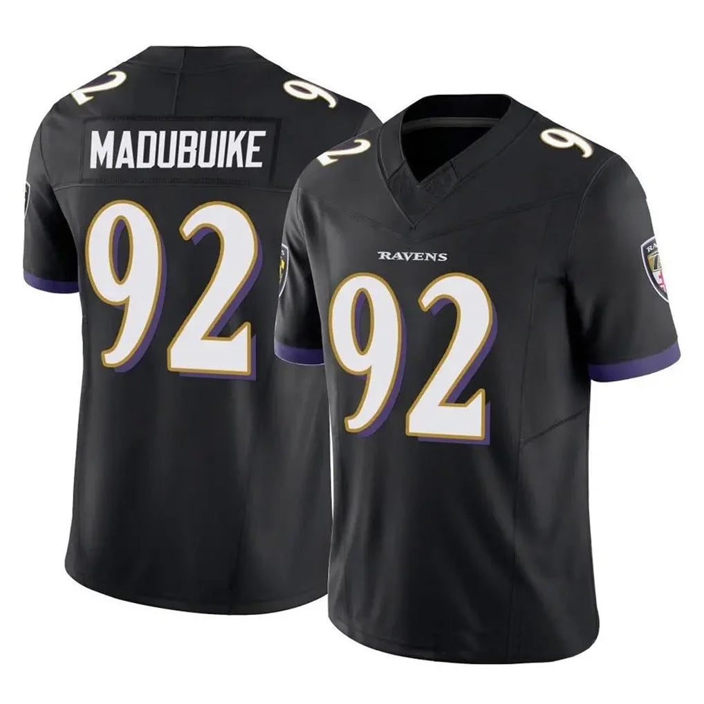 B.Ravens #92 Nnamdi Madubuike Player Black Vapor F.U.S.E. Limited Odoa Stitched Jerseys