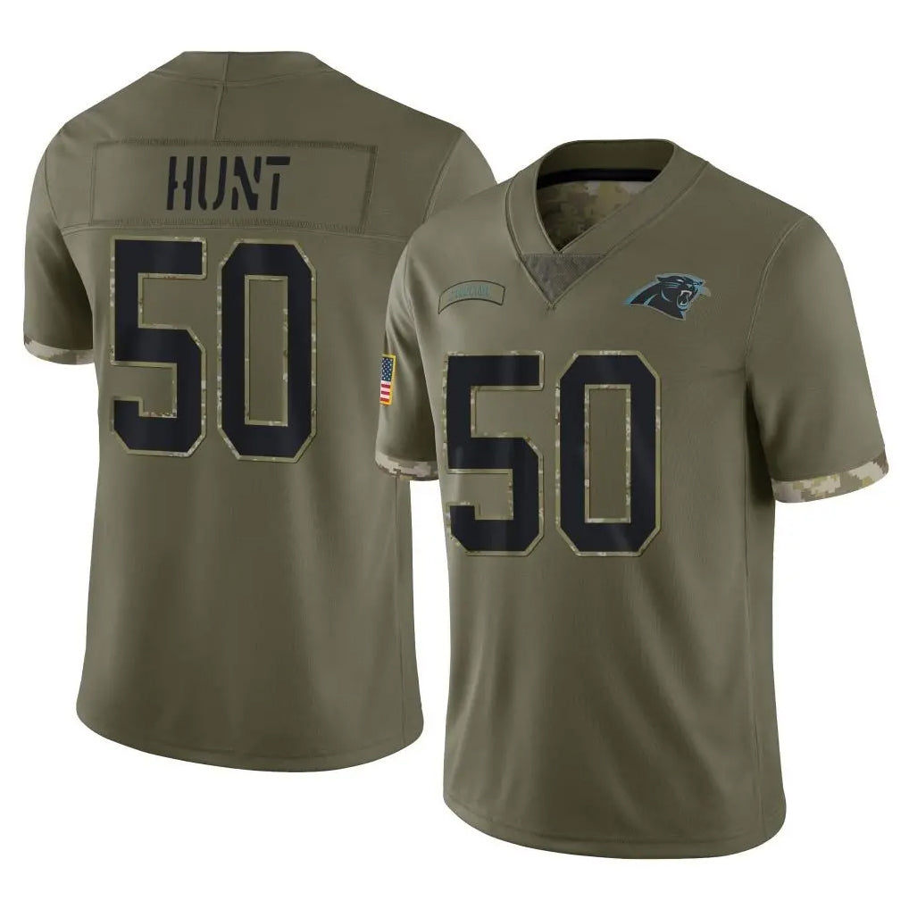 C.Panthers #50 Robert Hunt Player Olive Salute to Service Game Odoa Stitched Jerseys