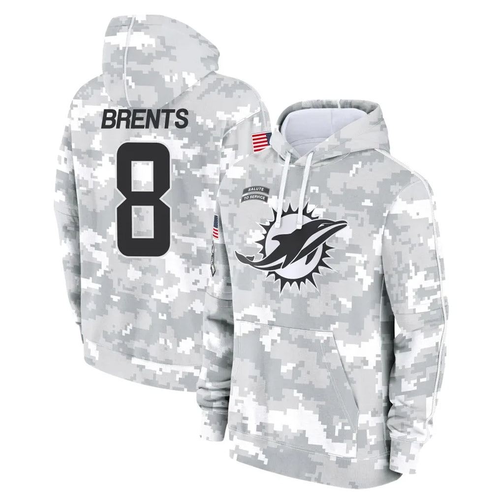 M.Dolphins #8 JuJu Brents Player Arctic Camo Salute to Service Hoodies Limited Game Odoa Stitched Jerseys