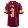 Odoa W.Commanders #3 Cade York Burgundy Game Jersey
