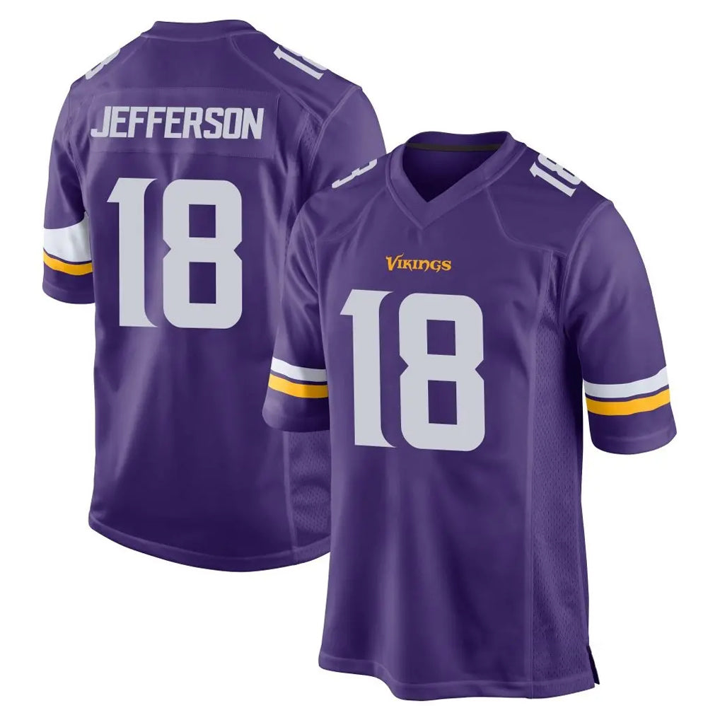 M.Vikings #18 Justin Jefferson Player Purple Home Game Odoa Stitched Jerseys