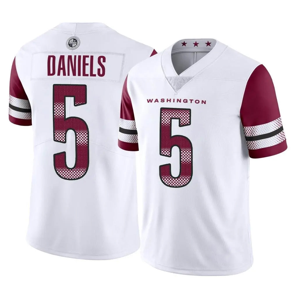 W.Commanders #5 Jayden Daniels Player White Limited Vapor Home Game Odoa Stitched Jerseys