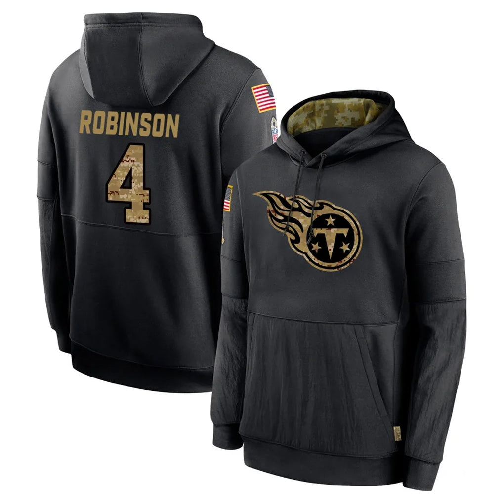 T.Titans #4 Wan'Dale Robinson Player Black Salute to Service Sideline Performance Pullover Hoodies Home Game Odoa Stitched Jerseys