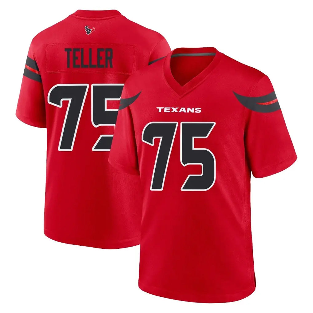H.Texans #75 Wyatt Teller Player Red Alternate Home Game Odoa Stitched Jerseys