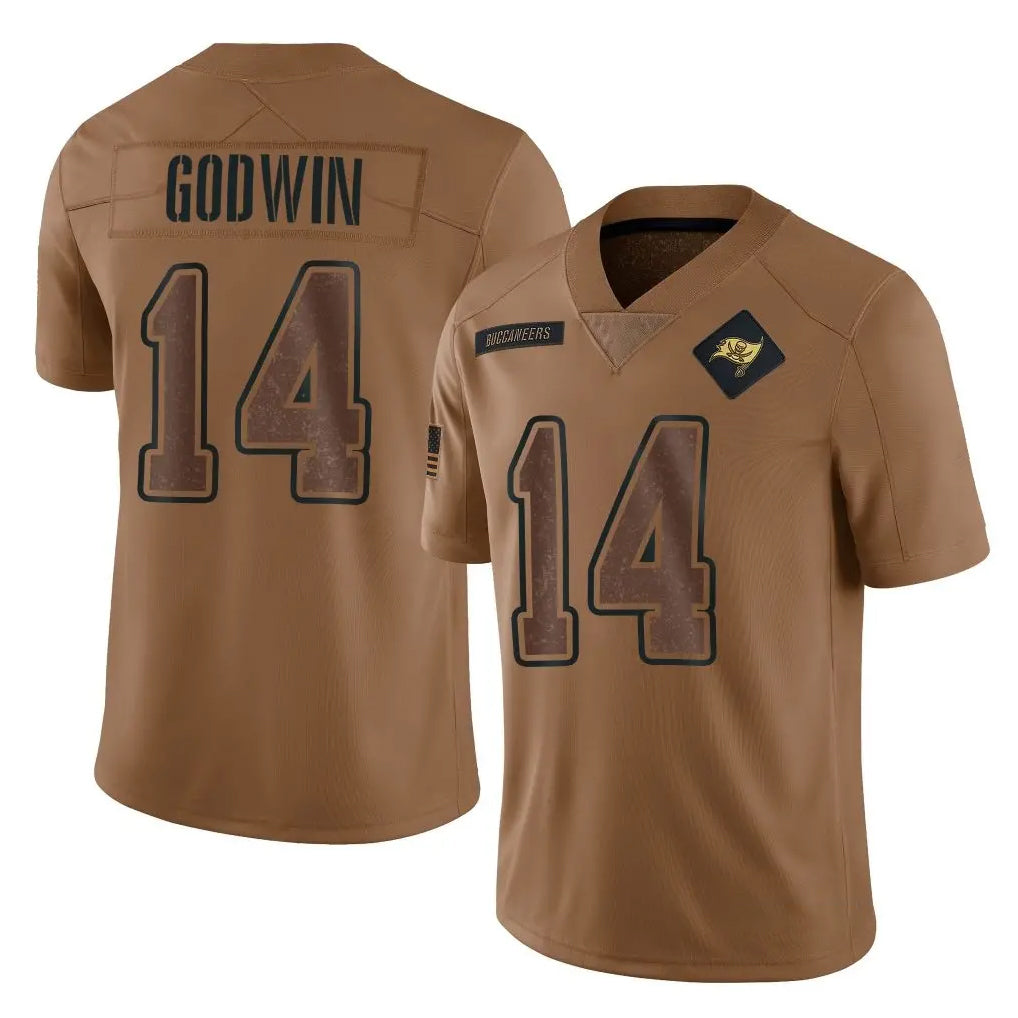 TB.Buccaneers #14 Chris Godwin Jr. Player Brown Limited Salute To Service Home Game Odoa Stitched Jerseys