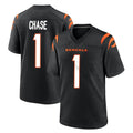C.Bengals #1 Ja'Marr Chase Player Black Home Game Odoa Stitched Jerseys