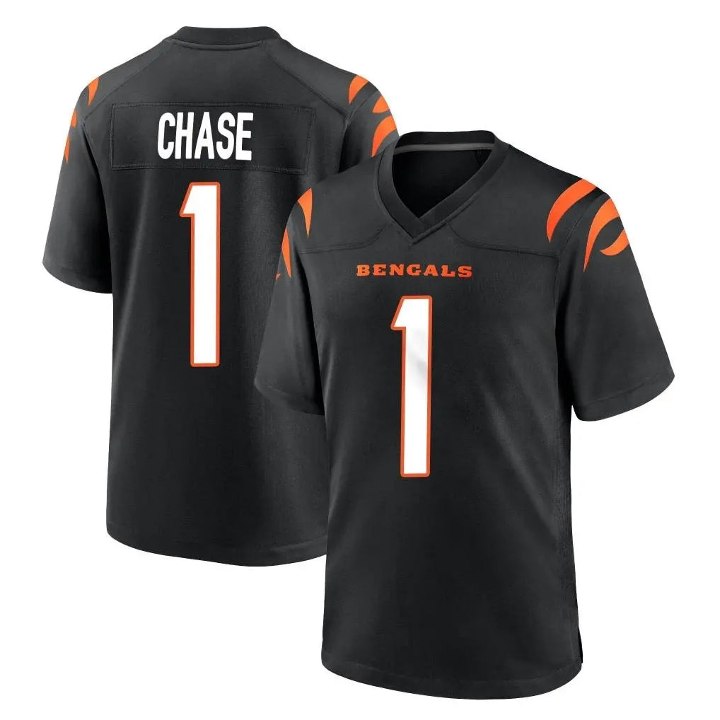C.Bengals #1 Ja'Marr Chase Player Black Home Game Odoa Stitched Jerseys