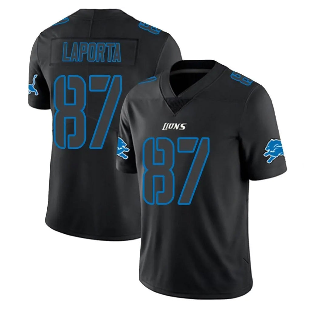 D.Lions #87 Sam LaPorta Player Black Impact Limited Home Game Odoa Stitched Jerseys