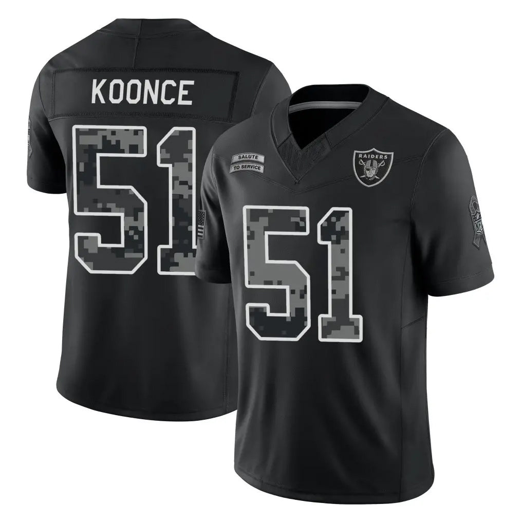 LV.Raiders #51 Malcolm Koonce Player Black Limited 2026 Salute to Service Home Game Stitched Jerseys