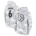 P.Steelers #6 Patrick Queen Player Arctic Camo Limited Salute to Service Pullover Hoodies Game Odoa Stitched Jerseys