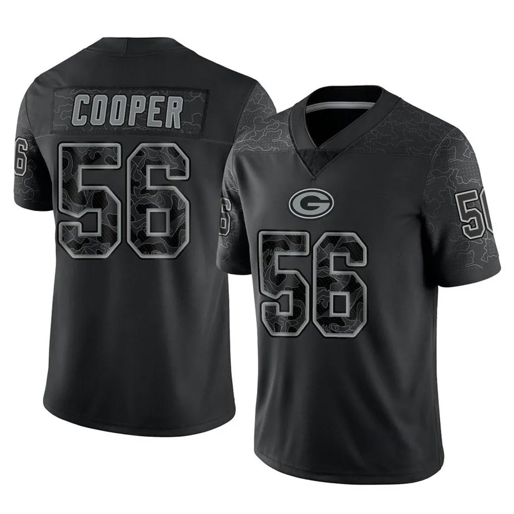 GB.Packers #56 Edgerrin Cooper Player Black Reflective Limited Home Game Odoa Stitched Jerseys