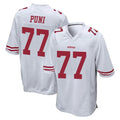SF.49ers #77 Dominick Puni Player White Home Game Odoa Stitched Jerseys