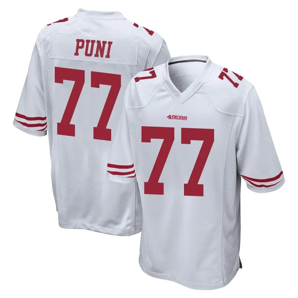 SF.49ers #77 Dominick Puni Player White Home Game Odoa Stitched Jerseys