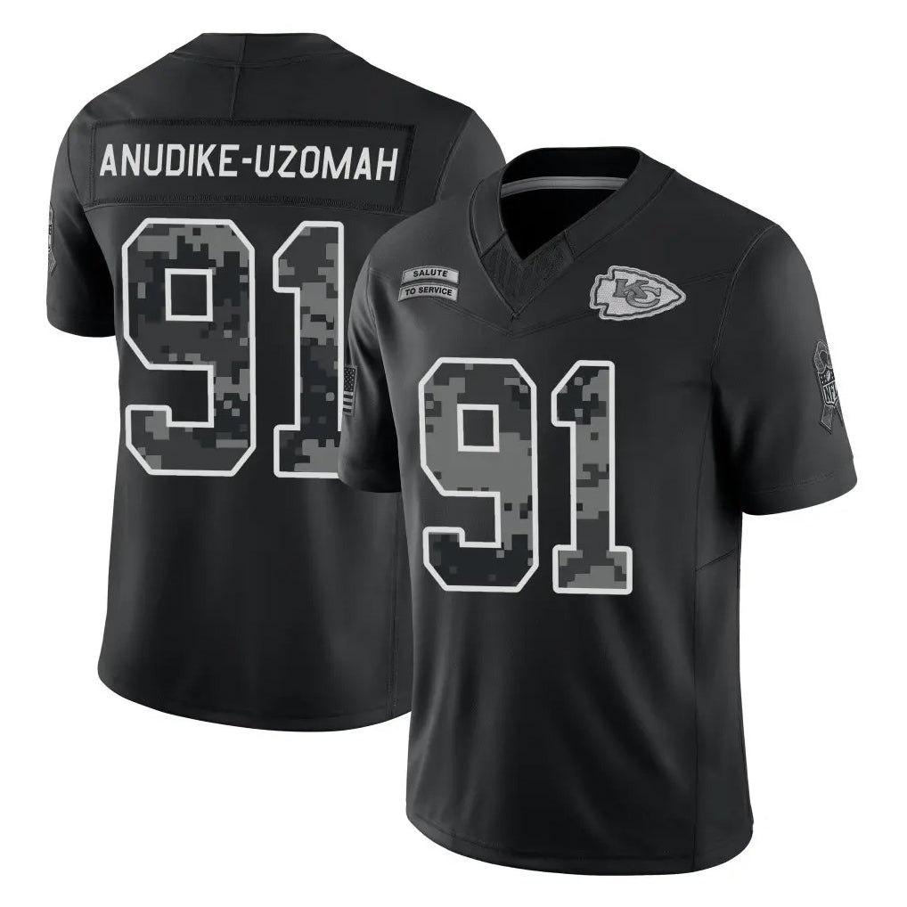 KC.Chiefs #91 Felix Anudike-Uzomah Player Black Limited 2026 Salute to Service Home Game Stitched Jerseys