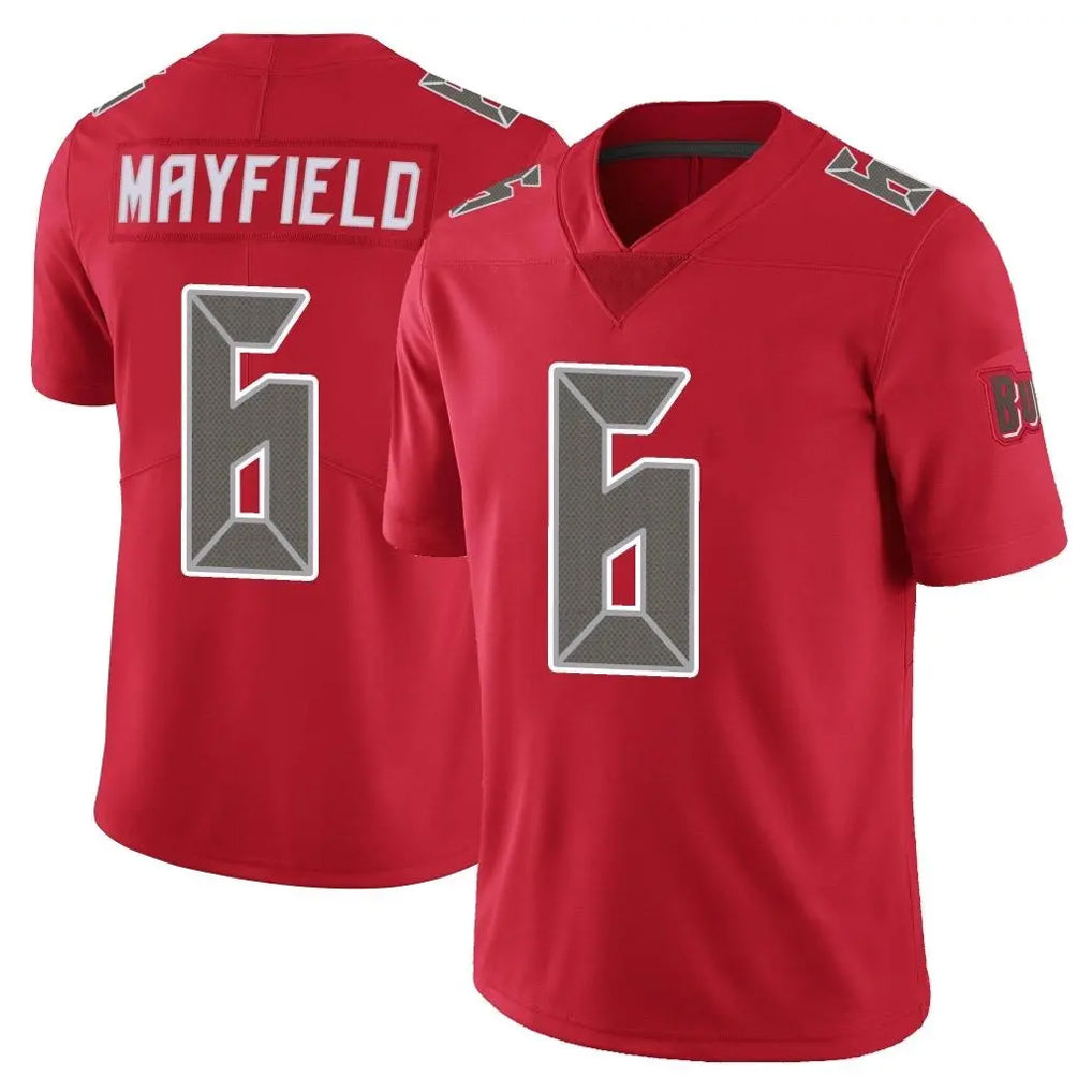 TB.Buccaneers #6 Baker Mayfield Player Red Limited Color Rush Home Game Odoa Stitched Jerseys