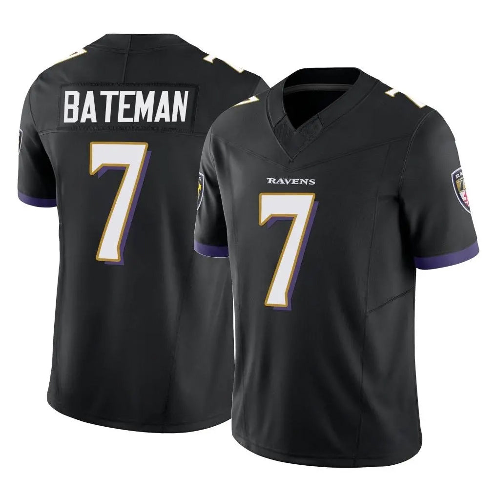 B.Ravens #7 Rashod Bateman Player Black Vapor F.U.S.E. Limited Odoa Stitched Jerseys
