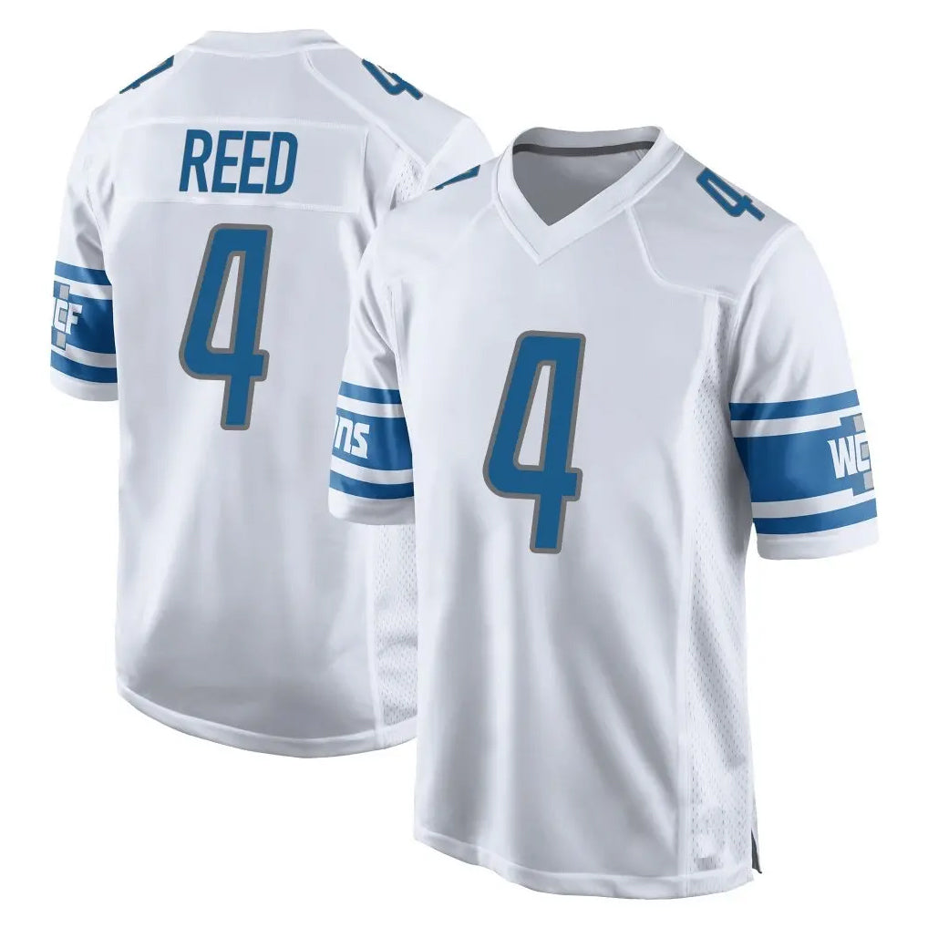 D.Lions #4 D.J. Reed Player White Home Game Odoa Stitched Jerseys