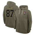 KC.Chiefs #87 Travis Kelce Player Olive Salute to Service Pullover Hoodies Limited Odoa Stitched Jerseys