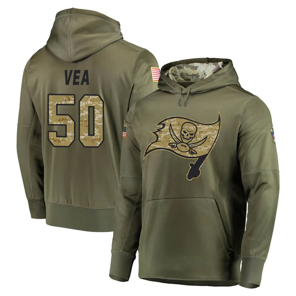 TB.Buccaneers #50 Vita Vea Player Olive Salute to Service Pullover Hoodie Home Game Odoa Stitched Jerseys
