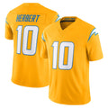 LA.Chargers #10 Justin Herbert Player Gold Limited Vapor F.U.S.E. Home Game Odoa Stitched Jerseys